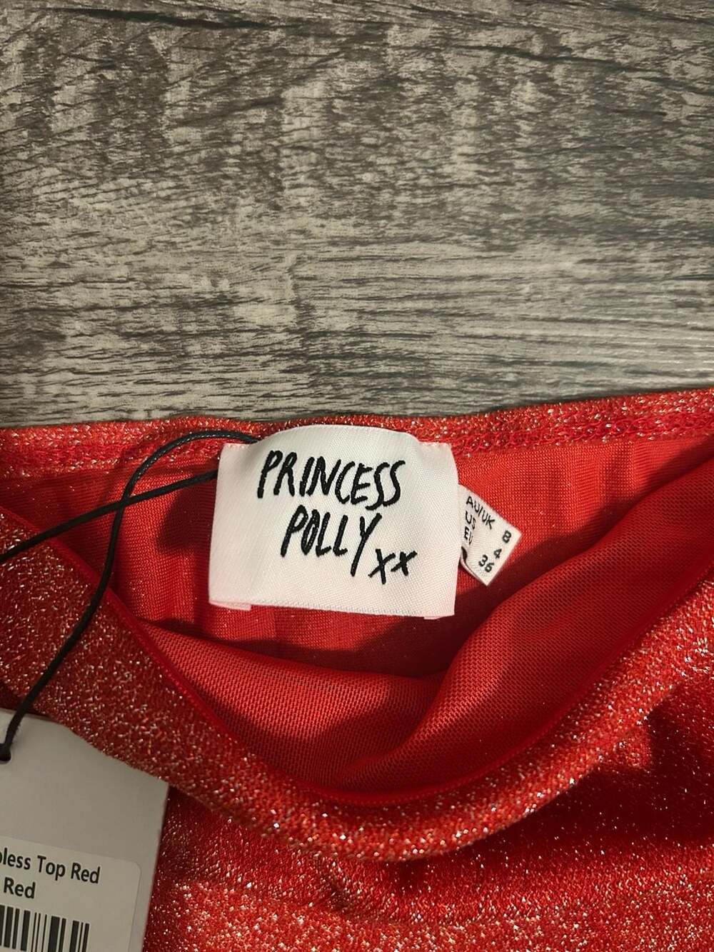 Princess Polly Carrow Strapless Top Red Size US 4 - Picture 3 of 4